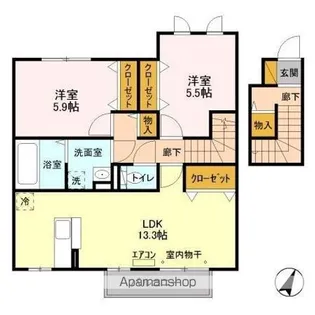 イーズフィールド B【2階】の間取り