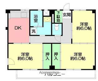 ビレッジハウス亀井野3号棟【5階】の間取り
