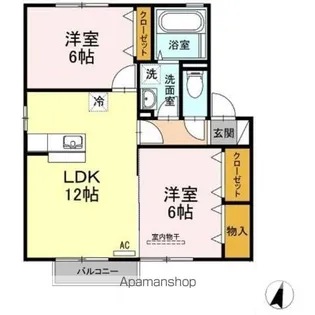 サンハイツ大麻B【2階】の間取り