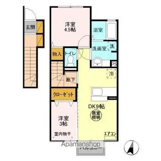 茨城県水戸市東赤塚【アパート】の間取り