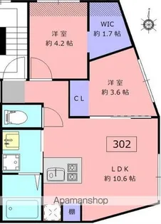 LOTUS NAKANOSHINBASHI【302号室】の間取り