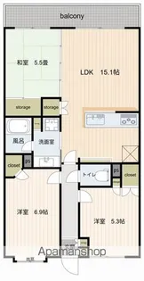サンクレイドル松戸弐番館【2階】の間取り