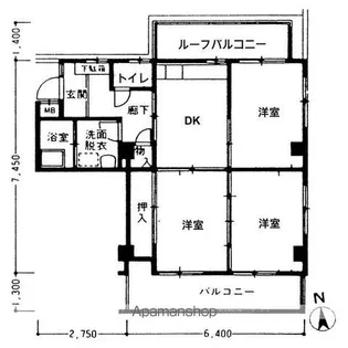 八幡マンション【4階】の間取り