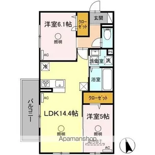 サンセット横手本町【1階】の間取り