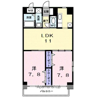 Sテイト新山口【4階】の間取り