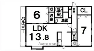 宝来中央ハイツ【2-A号室】の間取り