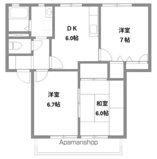 ディアスKAWAI【202号室号室】の間取り