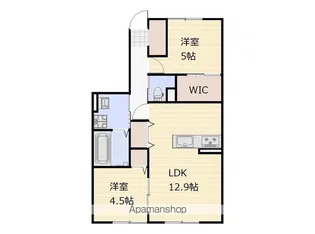 仮)津高アパート【1階東号室】の間取り