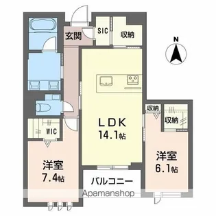 フェリクス黒川【2階】の間取り