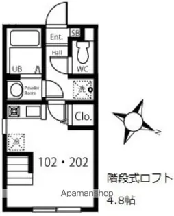 ハーミットクラブハウスキアーヴェ【1階】の間取り