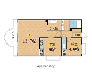 クオリアテラス千人町【3階】の間取り