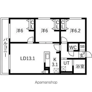 Horohira Bridge Residence【5階】の間取り