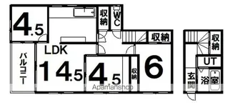 愛国東2丁目22−14一棟二戸貸家【2階】の間取り