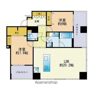 ロイヤルパークス大名【2302号室】の間取り