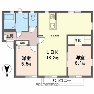 ラフォーレ野出【D202号室】の間取り