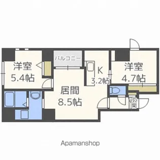 東十字街マンション【3階】の間取り