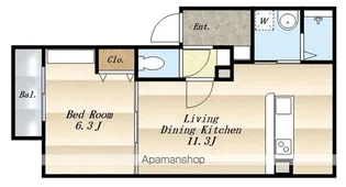 ポルト・ボヌール【1階】の間取り