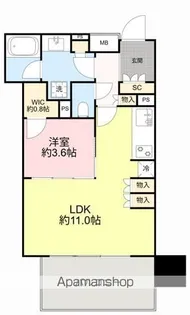 パークリュクス仙台【6階】の間取り