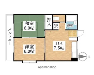 シャンポールモリB【2D号室】の間取り