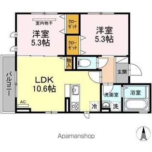 マイプレイス東照宮 A【2階】の間取り