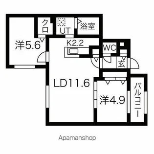 ブランシャールEK琴似【2階】の間取り