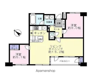 エルズ元町【6階部分号室】の間取り