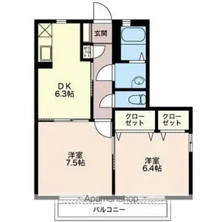メゾン花水木A【201号室】の間取り