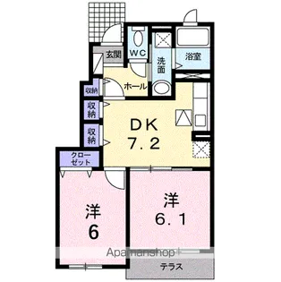 アルカンシェルB【1階】の間取り
