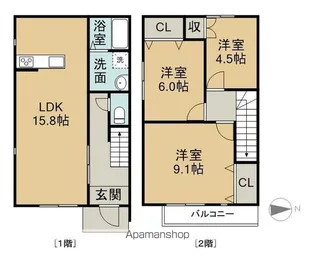 BELLEVIE TAKATSU【1階】の間取り