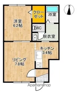 西16南6AP【1B号室】の間取り