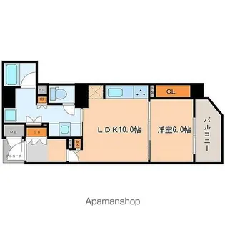 エスリード上本町グラセント【1404号室】の間取り