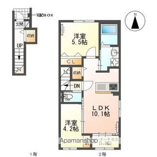 ファミール裏之門【2階】の間取り