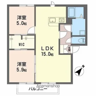 メゾンモンハイム東【1階】の間取り