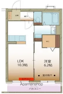 フリーガーデン【202号室】の間取り