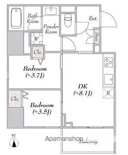 ルミーク文京湯島【8階】の間取り