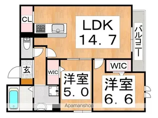 PASSARO GRANDE北田辺【3階】の間取り