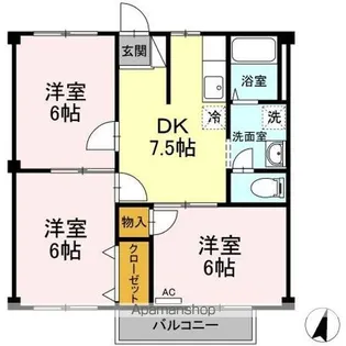 ニューカーム松木【1階】の間取り