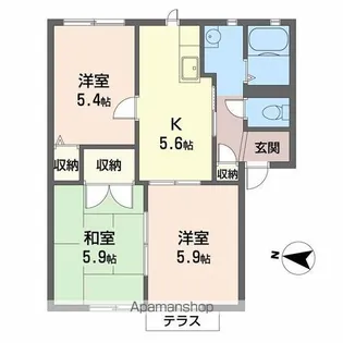 ルネ熊取【103号室】の間取り