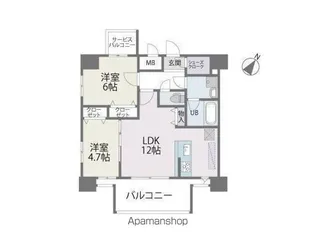 福岡県福岡市博多区美野島1丁目【マンション】の間取り