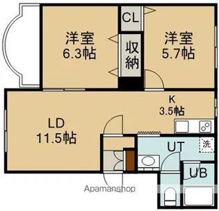 ピュアライフ湯川【3階】の間取り