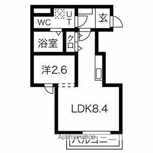 メリディアン北仙台【205号室】の間取り