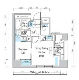 デュオフラッツ浅草蔵前【8階】の間取り