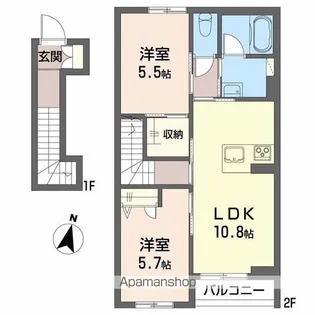 ユキ クレール【202号室】の間取り
