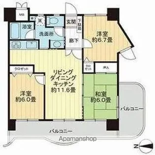 ライオンズプラザ高宮【5階】の間取り