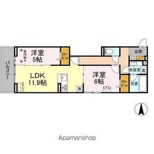NOBLE FERRO C棟【2階】の間取り