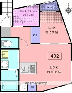 LOTUS NAKANOSHINBASHI【402号室】の間取り