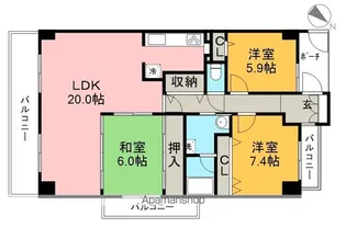 サーパス高須二番館【6階】の間取り