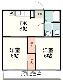 サンハイツ沓谷【202号室】の間取り
