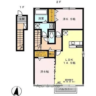リバーサイド香流【2階】の間取り