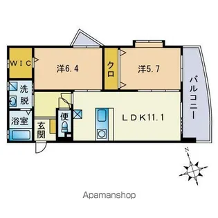 ニューリバー大名【7階】の間取り